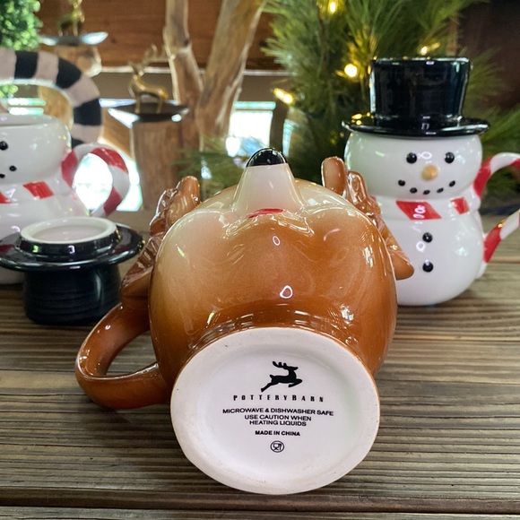 Pottery Barn and Williams Sonoma Figural Christmas Holiday Mugs - Set of 3 🦌⛄️ - Picture 9 of 16